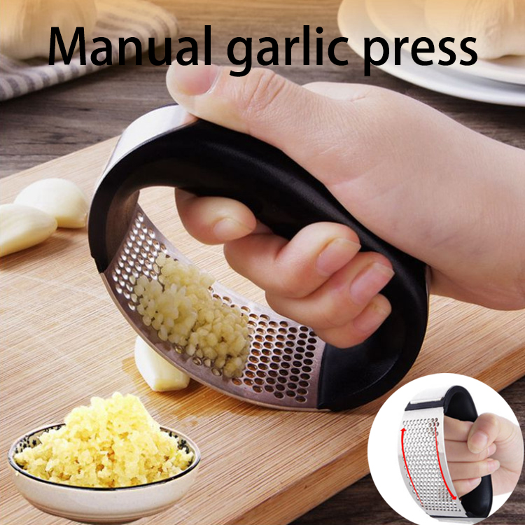 1pcs Stainless Steel Garlic Press Garlic Crusher Curve Manual