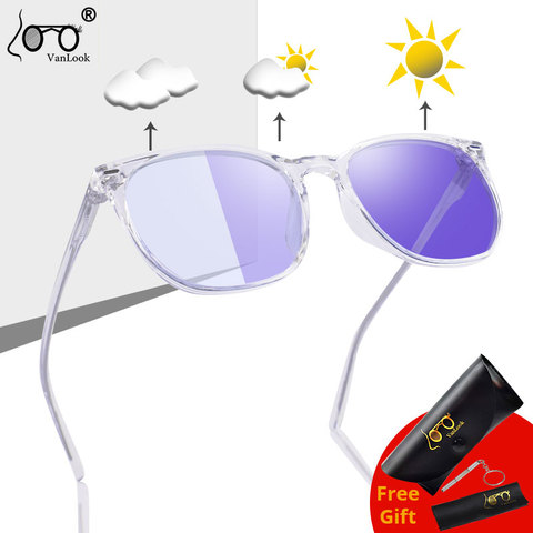 Photochromic Sunglasses With Polarized Lens Pink Purple Crystal Color Change Glasses Transparent TR90 Eyeglasses Frame for Women ► Photo 1/6