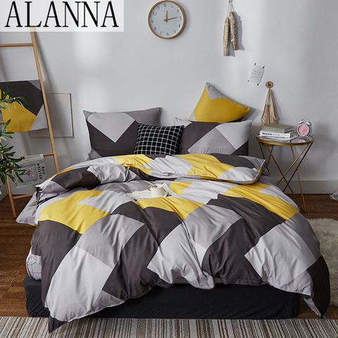 Alanna HD-ALL fashion bedding set Pure cotton A/B double-sided pattern Simplicity Bed sheet, quilt cover pillowcase 4-7pcs ► Photo 1/6