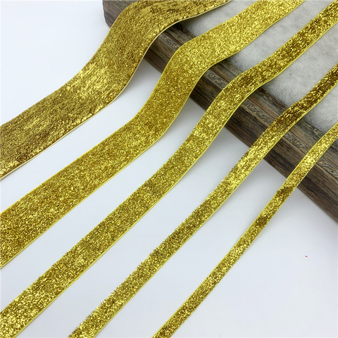 6MM-38MM Golden Glitter Velvet Ribbon For Handmade Gift Bouquet Wrapping Supplies Home Party Decorations Christmas Ribbon ► Photo 1/1