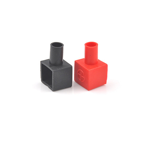2PCS Red +Black Square Motorcycle Battery Terminals Protection Sleeve Rubber Positive Negative Pole Covers ► Photo 1/6