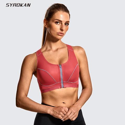 SYROKAN Women's High Impact Front Closure Racerback Full Support Wirefree Sports Bra ( One Cup Size Runs Small) ► Photo 1/5