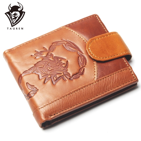 New Coin Purse Cheap Mens Retro Scorpion Pattern Wallet Genuine Leather Coin Purse For Men Card Holder Strong Wallet ► Photo 1/6