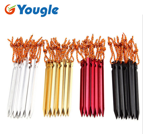 18cm Professional 10 Pcs Aluminument Tent Pegs  with Rope  Stake Camping Hiking Equipment Outdoor Traveling Accessories ► Photo 1/6