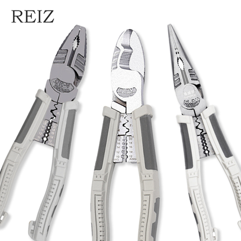 REIZ 8 Inch Combination Pliers Set Wire Stripping Cutter Insulated Terminal Crimping Tool Crimper Electrician Repair Hand Tool ► Photo 1/6