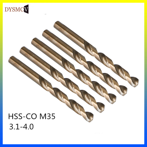 10 PCS  Twist Drill Bits 3.1, 3.2, 3.3, 3.4, 3.5, 3.6, 3.7, 3.8, 3.9 4mm HSS-CO M35 steel straight stem for stainless steel ► Photo 1/6