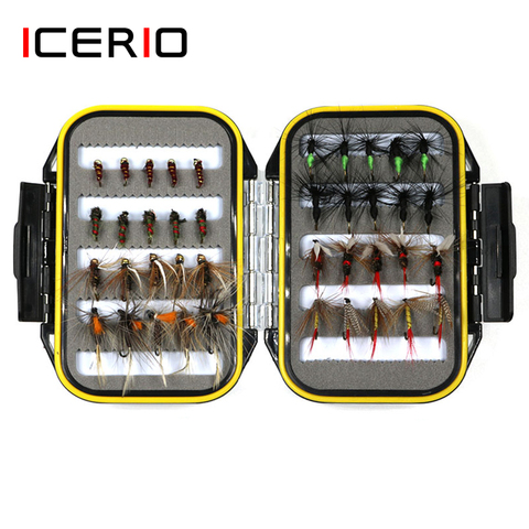 ICERIO 40PCS Wet Dry Flies Nymph Ant Tying Hook Trout Fishing Fly Lure Bait Waterproof Box Tackle ► Photo 1/4