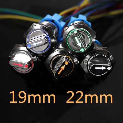 19mm  Self-return Momentary Self-locking Fixation Waterproof DPDT Illuminated Metal Selector Rotary Switch 2/3 Position with ► Photo 1/6