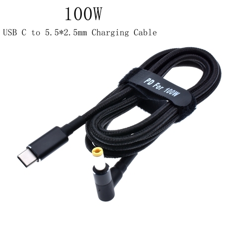 1.8m 100W USB Type C to 5.5x2.5mm Male Plug Converter USB C PD Charger DC Charging Cable Cord for Asus Lenovo Toshiba Laptop ► Photo 1/6