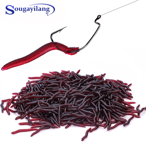 Sougayilang 50-200pcs Soft Fishing Lure Simulation Worm 4cm 0.3g Artificial Lifelike Lures Fishy Smell Carp Fishing Tackle ► Photo 1/6