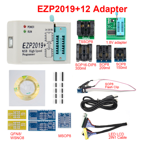 2022 EZP 2022 High Speed USB Programmer EZP2022 with 12 Sockets Support 24 25 26 93 EEPROM 25 flash bios chip Support WIN7&WIN8 ► Photo 1/6