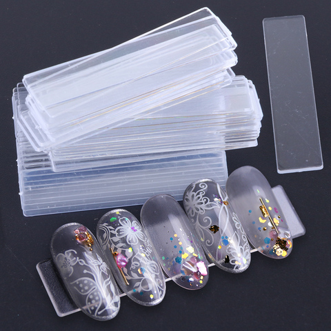 1Set False Nail Tips Nail Art Display Stand Transparent Practice Acrylic Gel Polish Holder Strip Manicure Showing Tools JI151-1 ► Photo 1/6