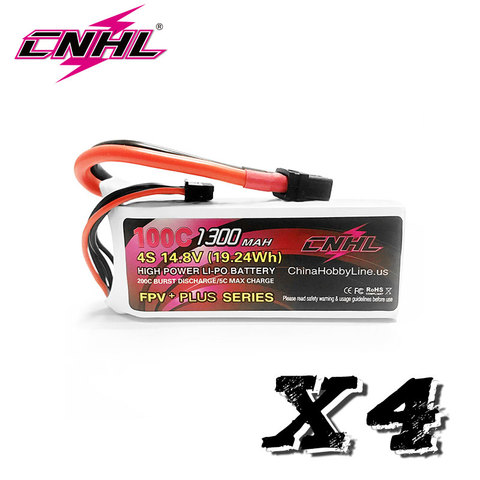 4pcs CNHL G+Plus Lipo 1300mAh 14.8V 4S 100C(Max 200C) Lipo Battery Pack with XT60 Plug for RC Boat Heli Airplane UAV Drone FPV ► Photo 1/1