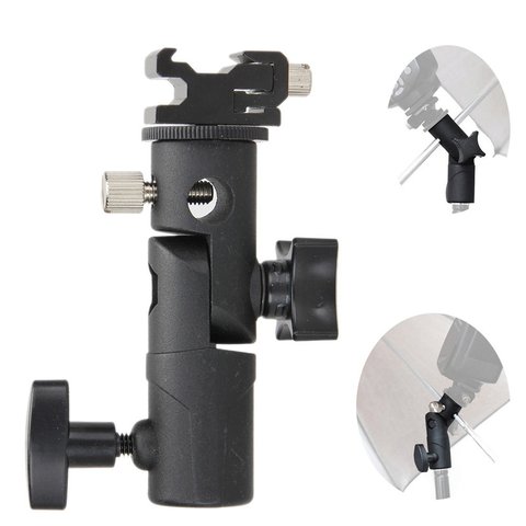 E Shape Universal Metal Flash Bracket Stand Hot Shoe Speedlite Umbrella Holder Umbrella Mount Adapter For Photo Studio ► Photo 1/6