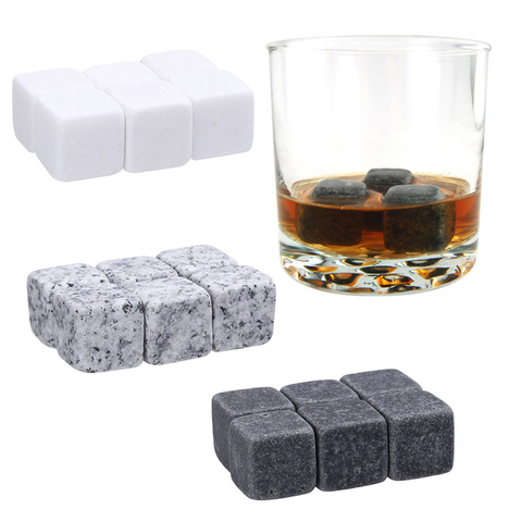 6pcs Whiskey Stones Sipping Ice Cube Cooler Reusable Whisky Ice Stone Whisky Natural Rocks Bar Wine Cooler Party Wedding Gift ► Photo 1/6