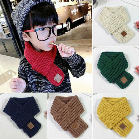Lovely Boy Girl Kids Knitted Scarf Autumn Winter Warm Solid Scarf Fashion Children Girl Boy Knitting Wool Scarf Xmas Gifts ► Photo 1/5