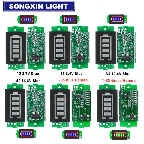 1S 2S 3S 4S Single 3.7V Lithium Battery Capacity Indicator 4.2V Blue Display Electric Vehicle Battery Power Tester Li-ion LED 3V ► Photo 1/6