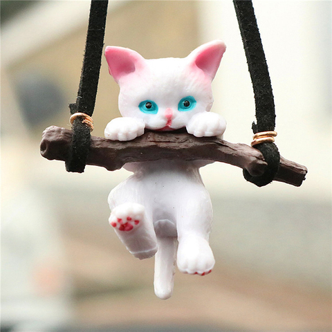 1 Pc Car Pendant Creative Cute Branch Cat Rearview Mirror Pendant Car Interior Decoration Car Interior Accessories ► Photo 1/6