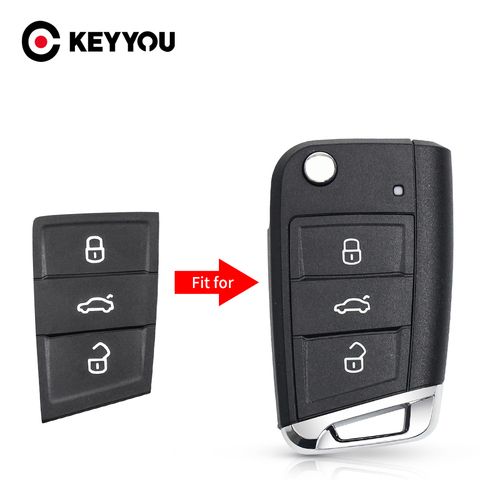 KEYYOU 3 Button Rubber Remote Car Key Pad For Volkswagen VW Golf 7 4 5 Mk4 6 For Skoda Octavia For Seat Leon Ibiza Altea Key Fob ► Photo 1/6