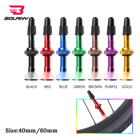 BOLANY 2pcs Bicycle Valve 40mm/60mm MTB Road Bike Tubeless Tires Conversion Anodize Aluminum Alloy Sealant Accessories ► Photo 1/6