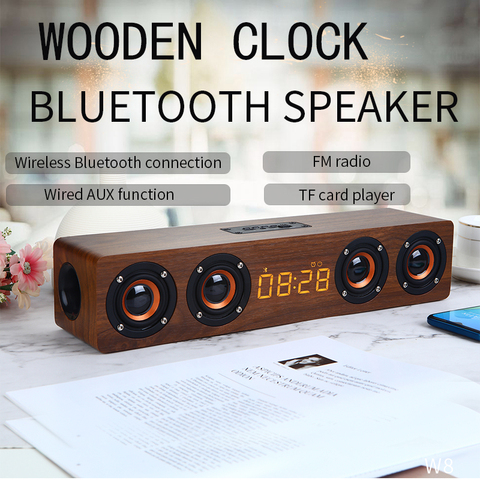 Home theater portable column Bluetooth Speaker Wireless wood speaker Alarm Clock Radio subwoofer Soundbar for TV speaker AUX USB ► Photo 1/6