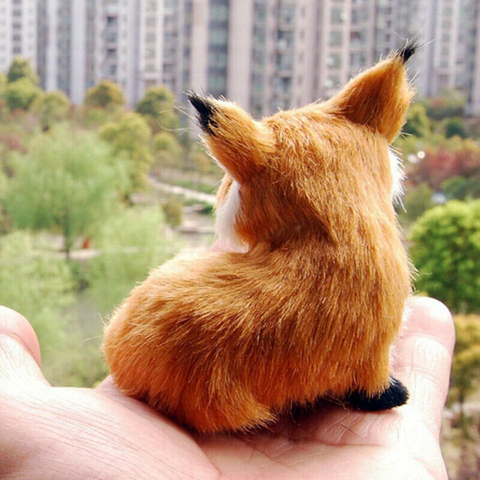 New 1 Pcs Simulation Animal Foxes Plush Toy Doll Realistic Stuffed Animal Soft Plush Kids Toy Sitting Fox Home Decor 9*7*8cm ► Photo 1/6