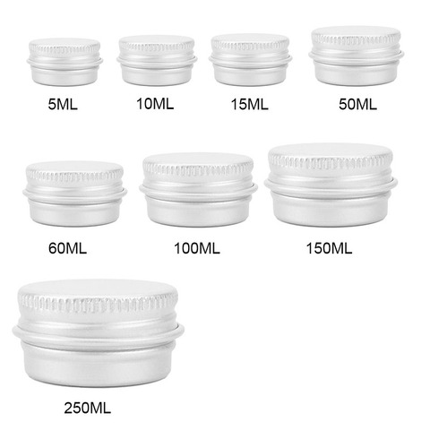 1pcs NEW Small Aluminum Box Cans Round Thread Mini Sample Jar Pot Lip Cream Box 5/10/15/50/60/100/150/250ML Portable Lightweight ► Photo 1/6