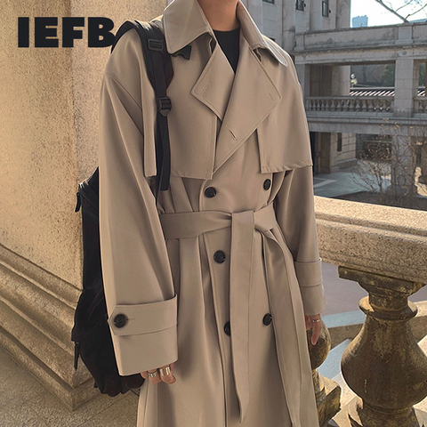 IEFB /men's wear 2022 autumn  fashion new double Breasted Clothes Male Long coat Loose Overcoat Trend Handsome casual 9Y882 ► Photo 1/6