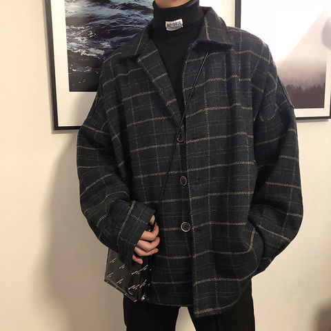 2022 Simple Retro Check Jacket Tide Boy Japanese Street Autumn And Winter Wild Plaid Jacket Thick Shirt ► Photo 1/6