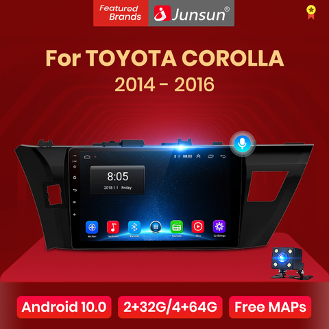 Junsun 2G+32G Android 9.0 Car Radio Multimedia Video Audio Player Navigation GPS For Toyota Corolla E170 E180 2014-2016 no 2din ► Photo 1/6