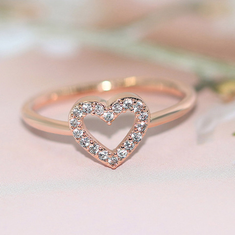 Double Fair Heart Rings For Women Girls Rose Gold Color Zircon Party Daily Female Women's Midi Rings Fashion Jewelry R916 ► Photo 1/6