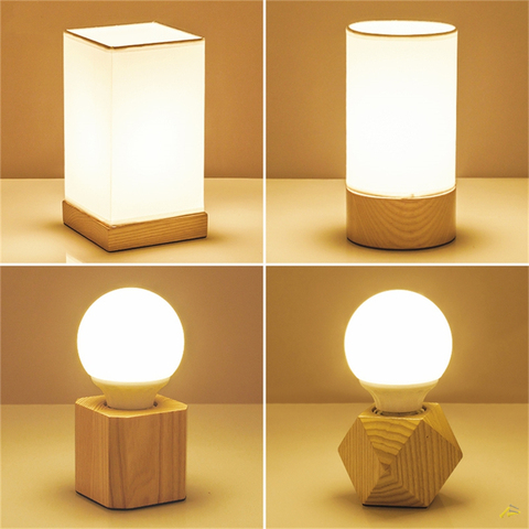 Modern Solid Wood Table Lamps LED Glass Lampshade Desk Lights Bedroom Beside Lamp Living Room Table Light Lighting Fixtures ► Photo 1/6