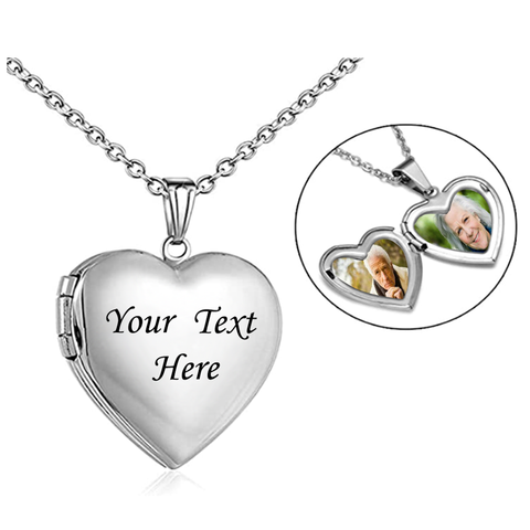 Stainless Steel Heart Locket That Holds Pictures Memory Photo Lockets Custom Text Name Date Necklace ► Photo 1/6