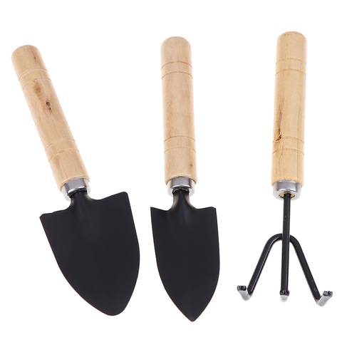 3Pcs/set Mini Wooden Handle Shovel Rake Spade Bonsai Tools Set Garden Tool Sets ► Photo 1/6