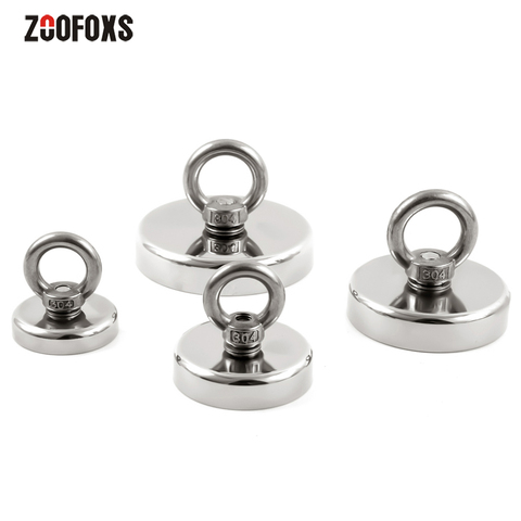ZOOFOXS Strong Powerful Neodymium Magnet Hook Salvage Sea Fishing Magnets Holder Pulling Mounting Pot with Ring ► Photo 1/6