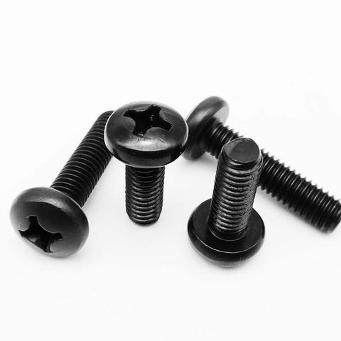 10/100pcs M1.6 M2 M2.5 M3 M4 Black 304 Stainless Steel Cross Recessed Round Phillips Pan Head Screw Bolt Thread Length 3-60mm ► Photo 1/6