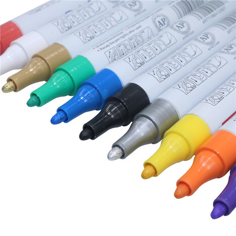 12 color waterproof pen car colorful waterproof pen car tire tire tread repair permanent paint marker pen graffiti oily marker ► Photo 1/6