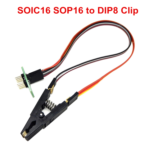 For SOIC8 SOIC16 SOP8 Flash Chip IC Test Clip with SPI Cable Programmer BIOS For TL866ii Plus Programmer ► Photo 1/6