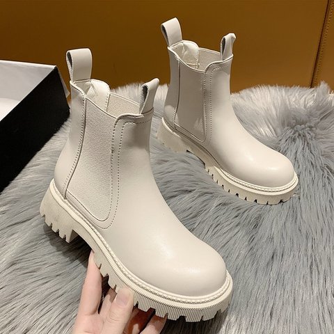 2022 New Chunky Boots Fashion Platform Women Ankle Female Sole Pouch Ankle Botas Mujer Round Toe Slip-On Botas Altas Mujer ► Photo 1/6