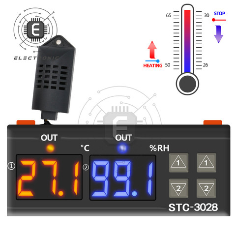 STC-3028 Temperature Controller Thermostat Humidity Control Thermometer Hygrometer Controller Thermoregulator 12V/24V/110V/220V ► Photo 1/6