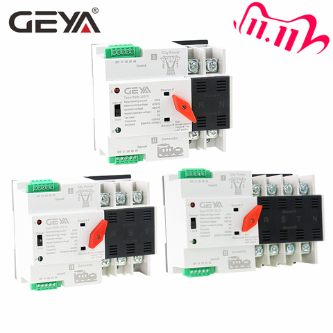 Free Shipping GEYA W2R ATS 110V 220V PC Dual Power Automatic Transfer Switch 63A 100A Household Power Transfer Switch 50/60Hz ► Photo 1/6