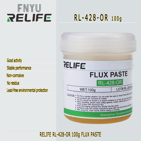 RELIFE RL-428-OR 100g PCB SMD BGA flux lead-free and halogen-free environmentally friendly no-clean rosin solder paste Solder ► Photo 1/6