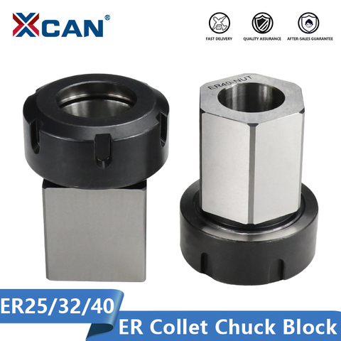 XCAN ER Collet Chuck Block ER25 ER32 ER40 Square/Hex Spring Chuck Collet Holder for CNC Lathe Engraving Cutting Machine ► Photo 1/6