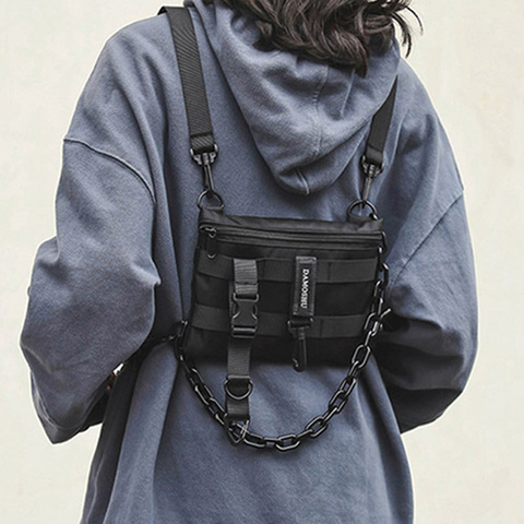Functional Tactical Chest Bag For Unisex Fashion Bullet Hip Hop Vest Streetwear Bag Waist Pack Woman Black Wild Chest Rig Bag ► Photo 1/6