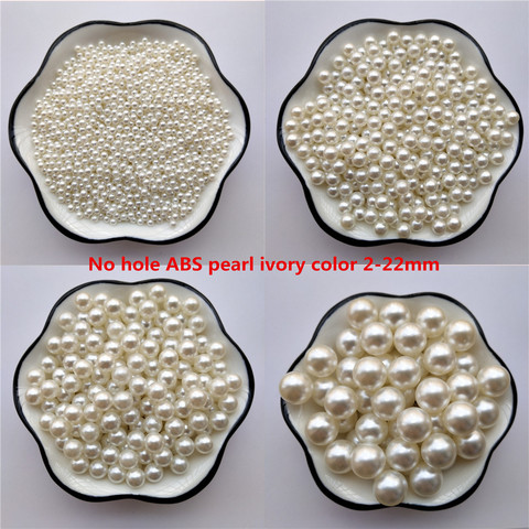 No Hole Ivory ABS Imitation pearl bead 2 3 4 5 6 8 10 12 14 16 18 20 22mm Round Acrylic charm loose beads Jewelry Making craft ► Photo 1/5