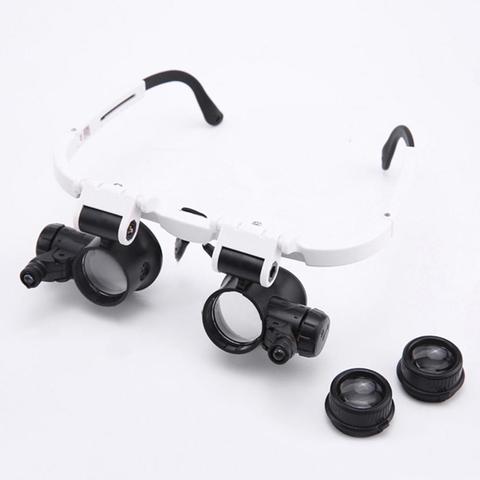 9892H-1 Head Mounted LED Lamp Acrylic Lenses Double Eye Glasses Magnifier Loupe NEW 2022 ► Photo 1/6