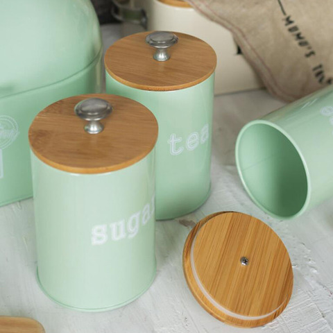Set of 3 Kitchen Metal Spice Seasoning Canister Salt Sugar Storage Jar for Tea Sugar Coffee Spice Seasoning ► Photo 1/6