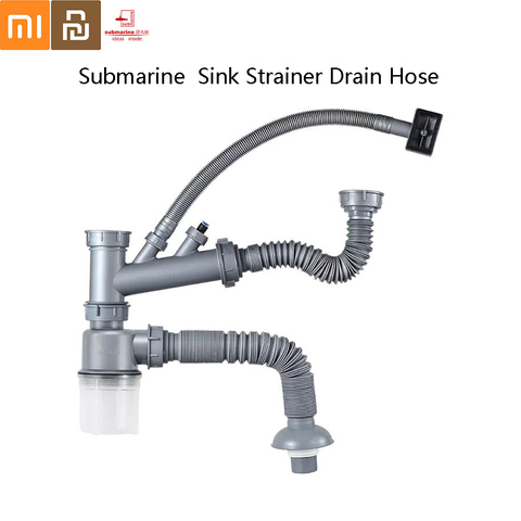 Submarine Kitchen sink strainer drain hose Vegetable basin deodorant drain pipe Single / Double sink drain set From xiaomi ► Photo 1/6