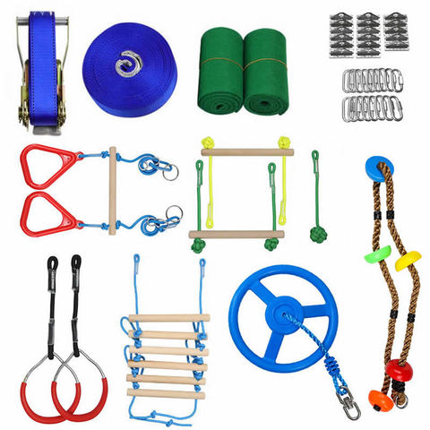 Ninja Warrior Obstacle Course Ninja Slackline Various Accessories As Swing Obstacle Net GYM Rings Monkey Bars Kit Rope Ladder ► Photo 1/6