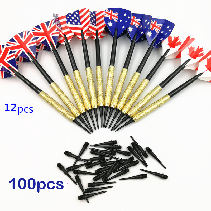 12Pcs Dart Soft Tip Darts 30 Tail Wing 100 Extra Tips for Electronic 